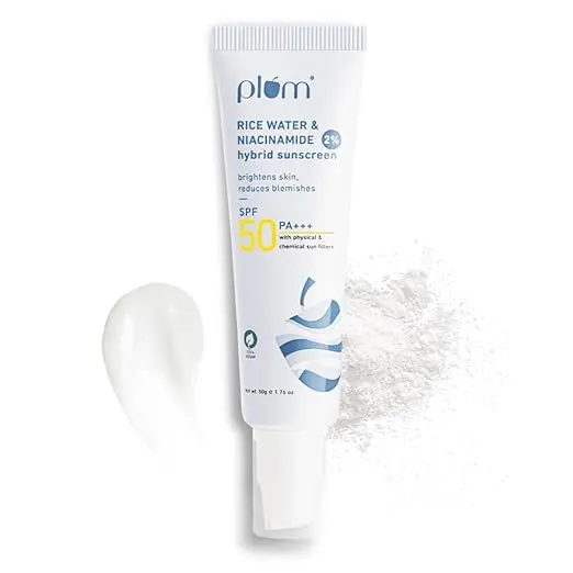 Plum Sunscreen SPF 50 PA+++ With Rice Water | UVA/ UVB Protection | All skin type