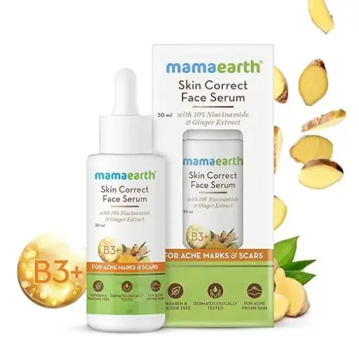Mamaearth Skin Correct Face Serum Acne Scars Removal Cream With Niacinamide & Ginger Extract, 30ml