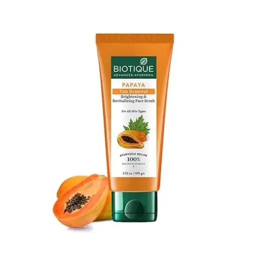 Biotique Papaya Tan Removal Brightening & Revitalizing Face Scrub | Suitable for All Skin Types | 50g