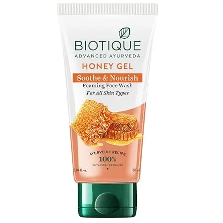 Biotique Honey Gel Soothe & Nourish Foaming Facewash | Soap Free Formula | Reduce Dryness | 100% Botanical Extracts | Suitable for All Skin Types